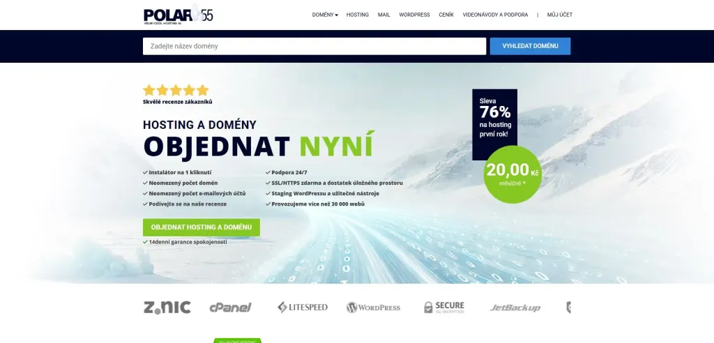 Polar55: Hlavní strana webhostingu (Foto: Polar55)
