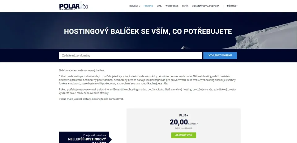 Nabídka webhostingu od Polar55 (Foto: Polar55)