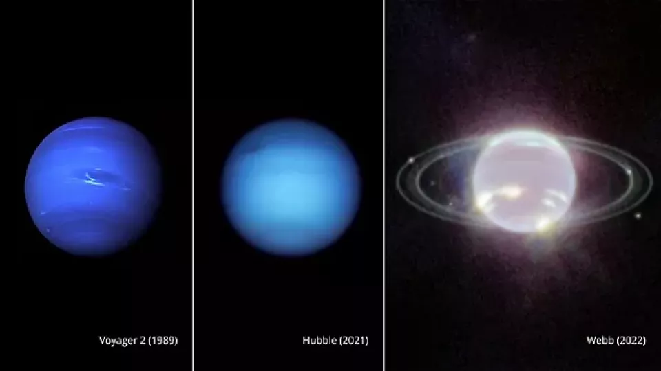 Porovnání viditelnosti Neptunu (Foto: Nasa.gov)